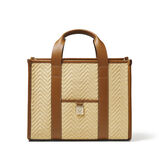 Henley Tote Small Chevron Raffia/Tan Smooth, , hi-res
