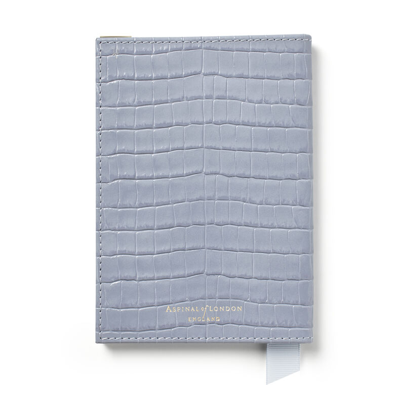 Plain Passport Cover Sky Blue Sml Croc, , hi-res