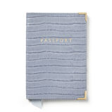 Plain Passport Cover Sky Blue Sml Croc, , hi-res