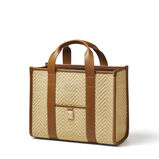 Henley Tote Small Chevron Raffia/Tan Smooth, , hi-res