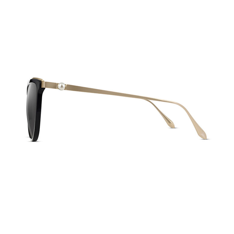 Mayfair Sunglasses Black Acetate &amp; Gold Metal, , hi-res
