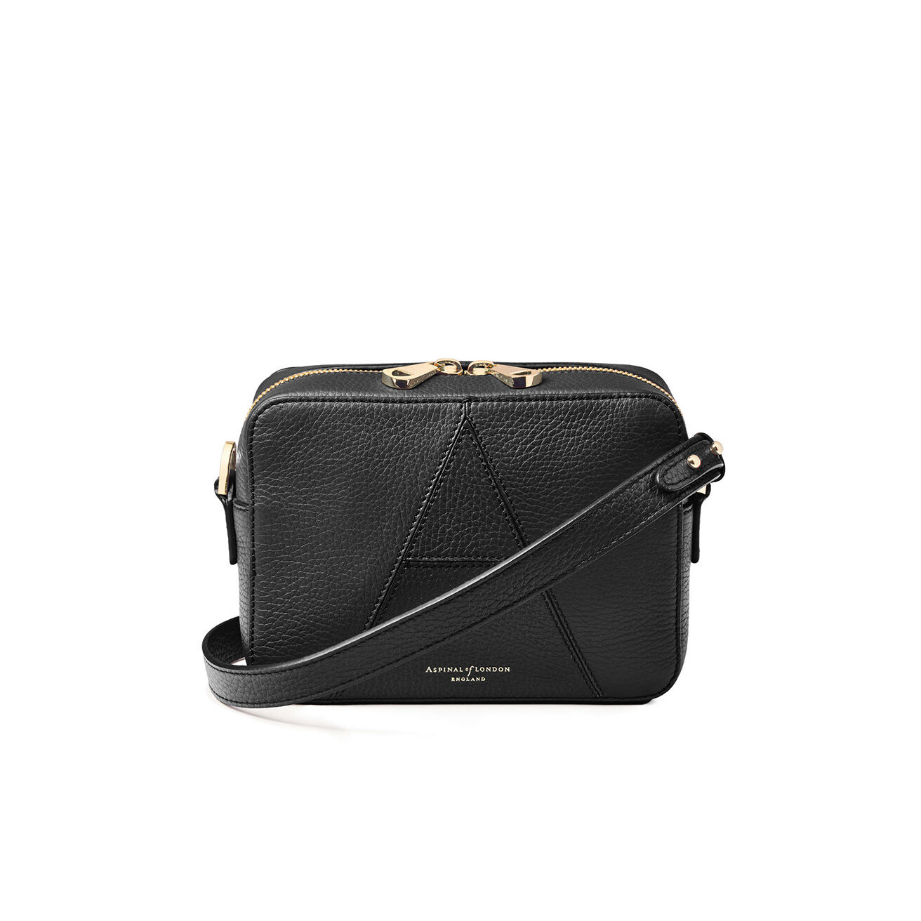 Aspinal of London Camera A Bag Black Pebble Crossbody Heathrow
