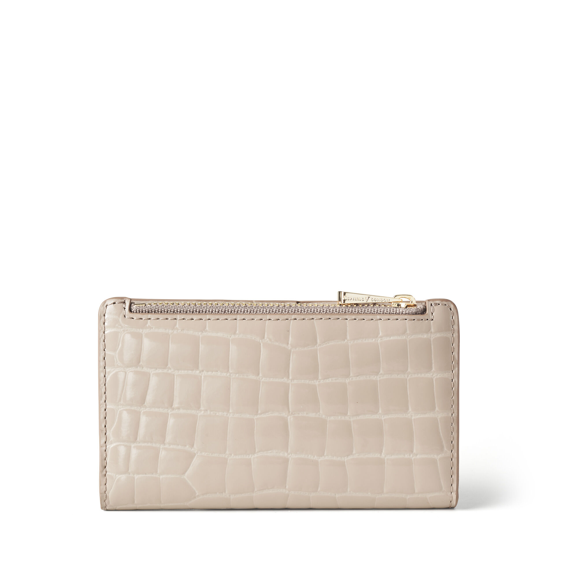 Aspinal of London Mayfair Coin Card Wallet Taupe Pnt Croc Purses