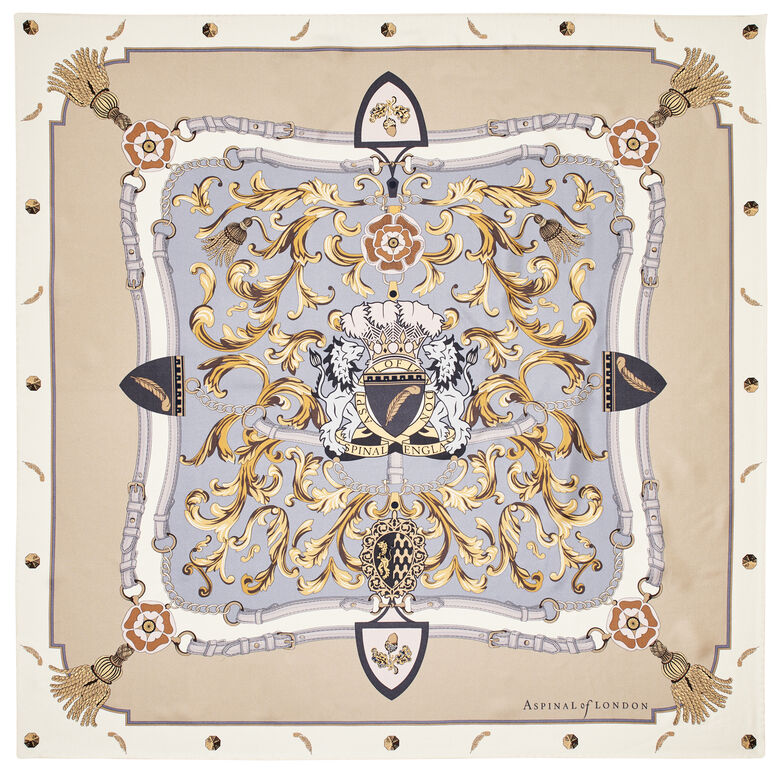 Aspinal Signature Silk Scarf Neutral, , hi-res