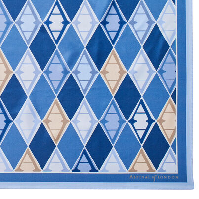Harlequin Print Silk Scarf Bluebell, , hi-res