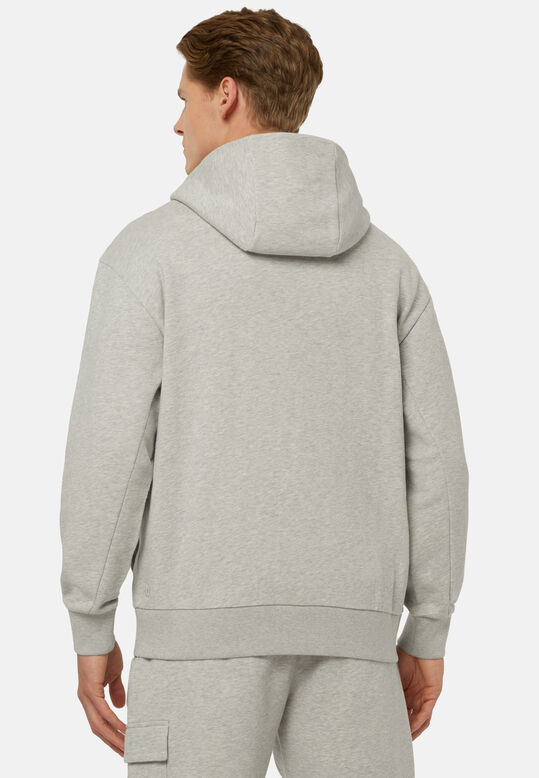 Full-Zip Sweatshirt in Recycled Mixed Cotton, , hi-res