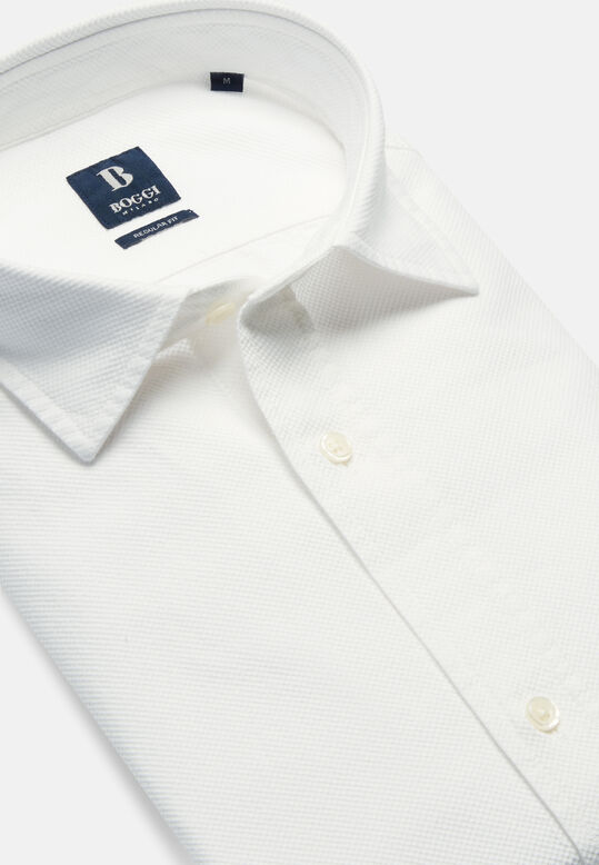 Regular Fit White Cotton Shirt, , hi-res