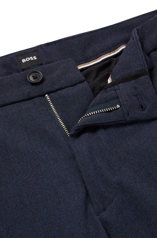 Slim-fit trousers in micro-patterned stretch fabric, , hi-res