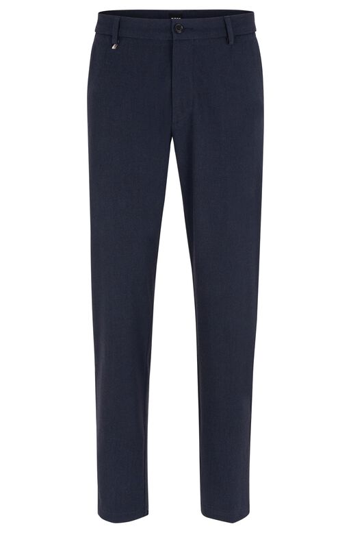 Slim-fit trousers in micro-patterned stretch fabric, , hi-res