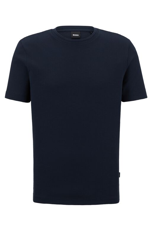 Cotton-blend T-shirt with bubble-jacquard structure, , hi-res