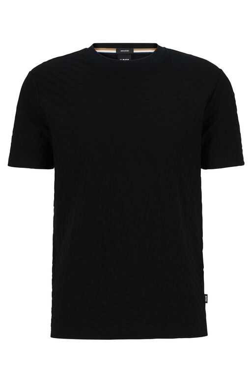Monogram-pattern T-shirt in cotton jacquard, , hi-res