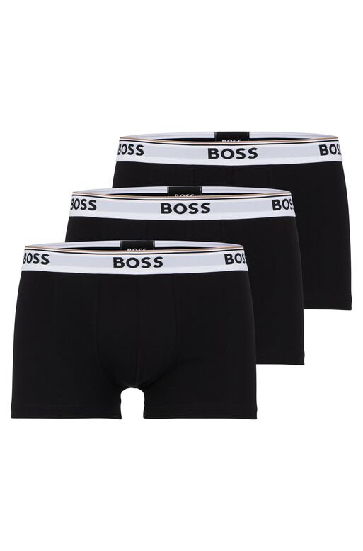 Three-pack of stretch-cotton trunks with logo waistbands, , hi-res