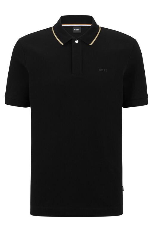 Cotton-piqu&eacute; polo shirt with gold-tone tipping, , hi-res