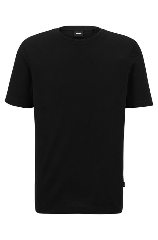 Cotton-blend T-shirt with bubble-jacquard structure, , hi-res