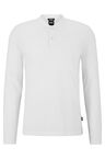 Slim-fit collarless polo shirt in mercerised cotton