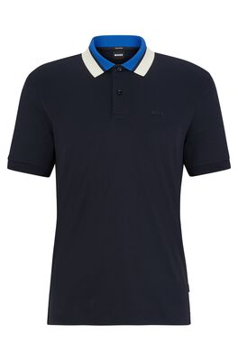 Regular-fit polo shirt with colour-blocked collar