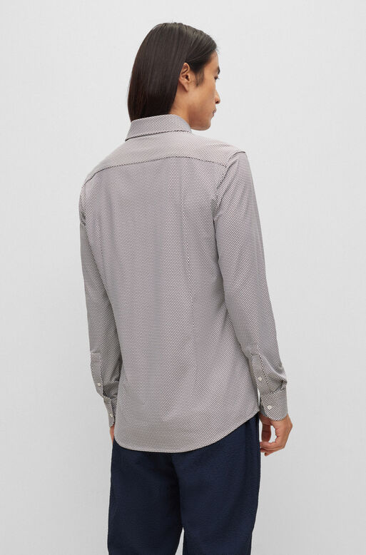 Slim-fit shirt in printed performance-stretch jersey, , hi-res