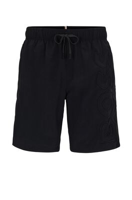 Recycled-material swim shorts with embroidered logo