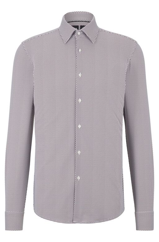 Slim-fit shirt in printed performance-stretch jersey, , hi-res