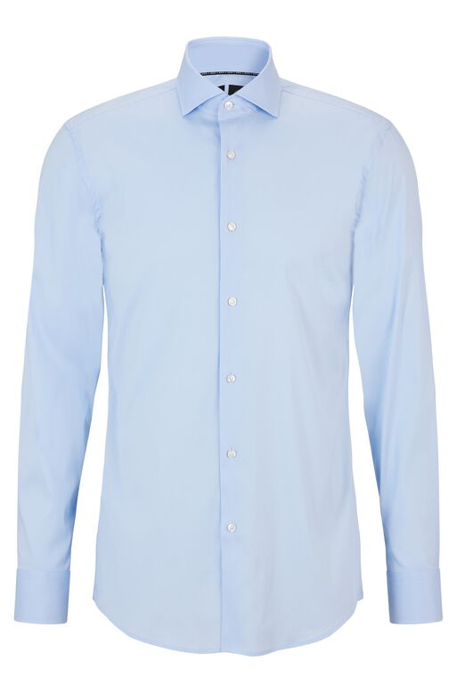 Slim-fit shirt in easy-iron cotton-blend poplin, , hi-res