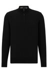 Organic-cotton zip-neck sweater with embroidered logo