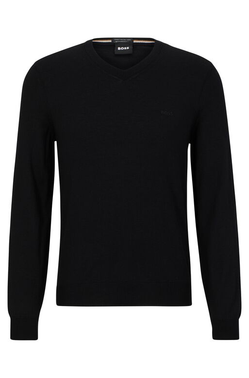 V-neck sweater in responsible wool, , hi-res