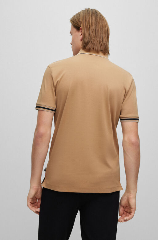 Interlock-cotton polo shirt with contrast tipping, , hi-res