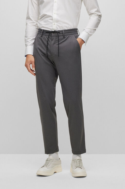 Slim-fit trousers in micro-patterned jersey , , hi-res