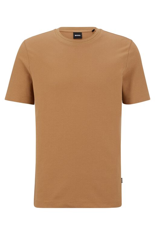 Cotton-blend T-shirt with bubble-jacquard structure, , hi-res