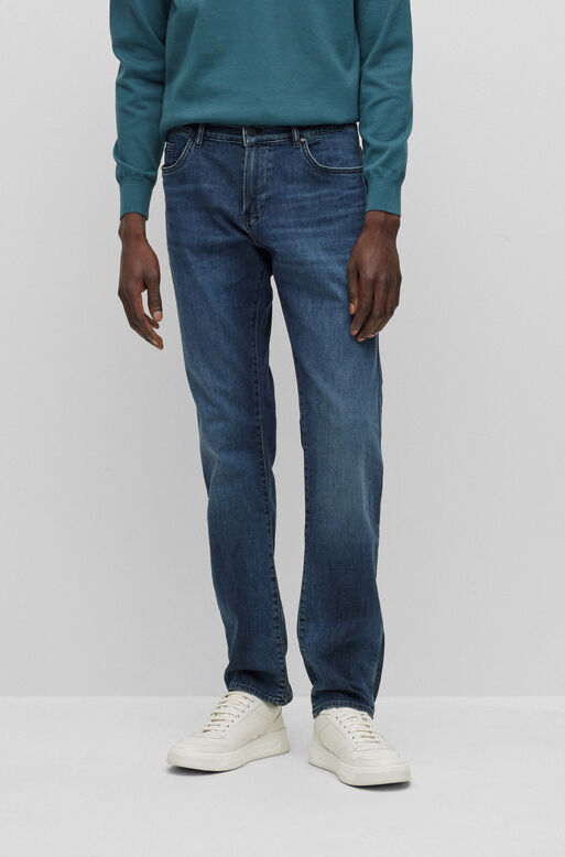 Slim-fit jeans in lightweight blue stretch denim, , hi-res