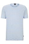 Horizontal-striped T-shirt in pure linen