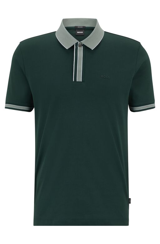 Interlock-cotton polo shirt with contrast tipping, , hi-res