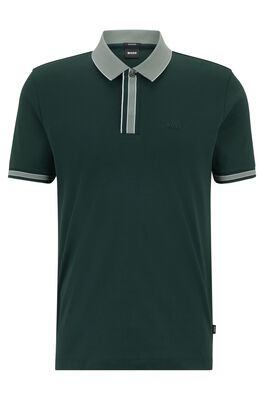 Interlock-cotton polo shirt with contrast tipping