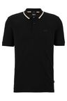 Slim-fit polo shirt in cotton with striped collar