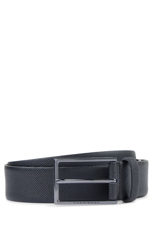 Printed-leather belt with gunmetal buckle, , hi-res