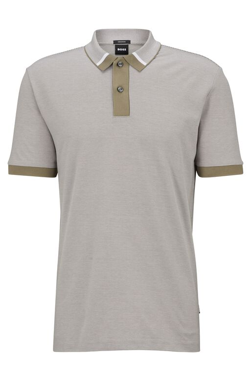 Regular-fit polo shirt with two-tone micro pattern, , hi-res