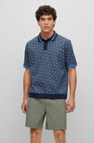 Oversized-fit mercerised-cotton polo shirt with printed monograms, , hi-res