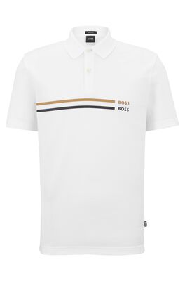 Mercerised-cotton polo shirt with signature stripe and logos