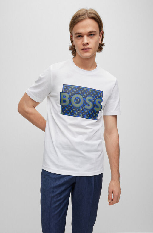 Cotton-jersey regular-fit T-shirt with mixed prints, , hi-res
