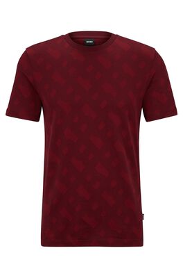 Mercerised-cotton regular-fit T-shirt with monogram jacquard