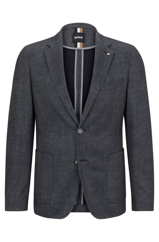Slim-fit jacket in micro-patterned stretch jersey, , hi-res