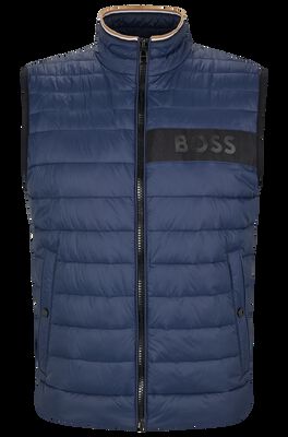 Water-repellent padded gilet with 3D logo tape