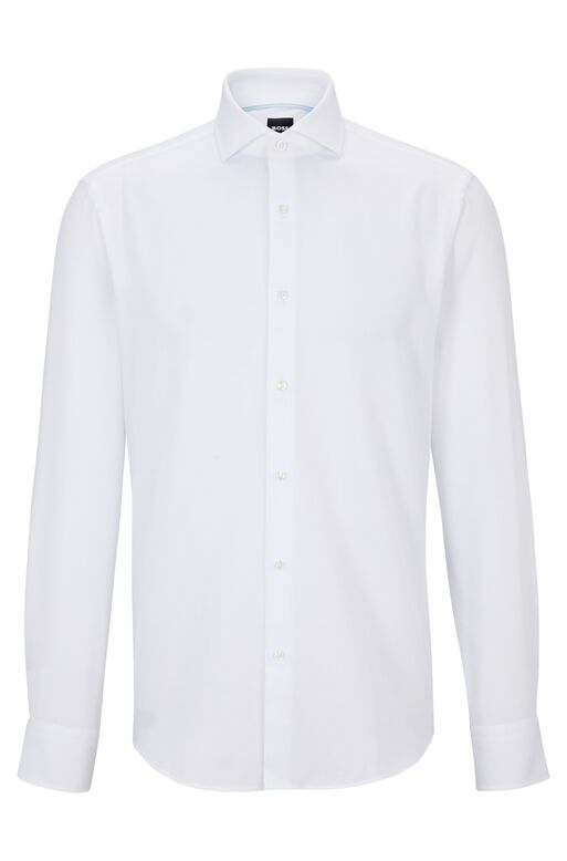 Regular-fit shirt in structured organic cotton, , hi-res