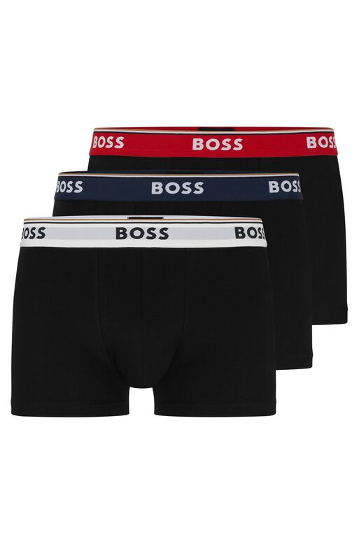 Three-pack of stretch-cotton trunks with logo , , hi-res