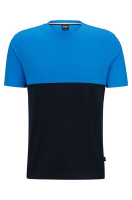 Interlock-cotton regular-fit T-shirt with colour-blocking