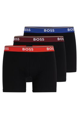 Three-pack of logo-waistband boxer briefs in stretch cotton