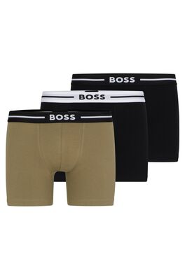 Three-pack of logo-waistband boxer briefs in stretch cotton