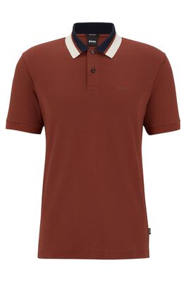 Regular-fit polo shirt with colour-blocked collar
