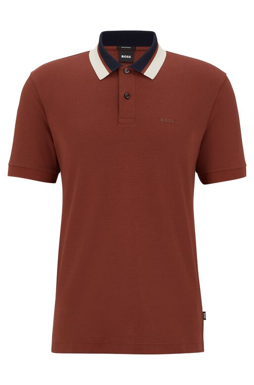 Regular-fit polo shirt with colour-blocked collar, , hi-res