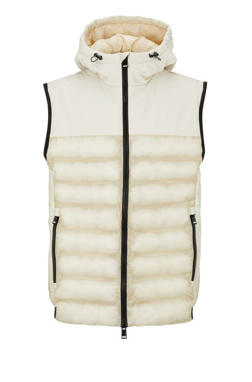 Regular-fit hooded gilet with quilted upper body, , hi-res
